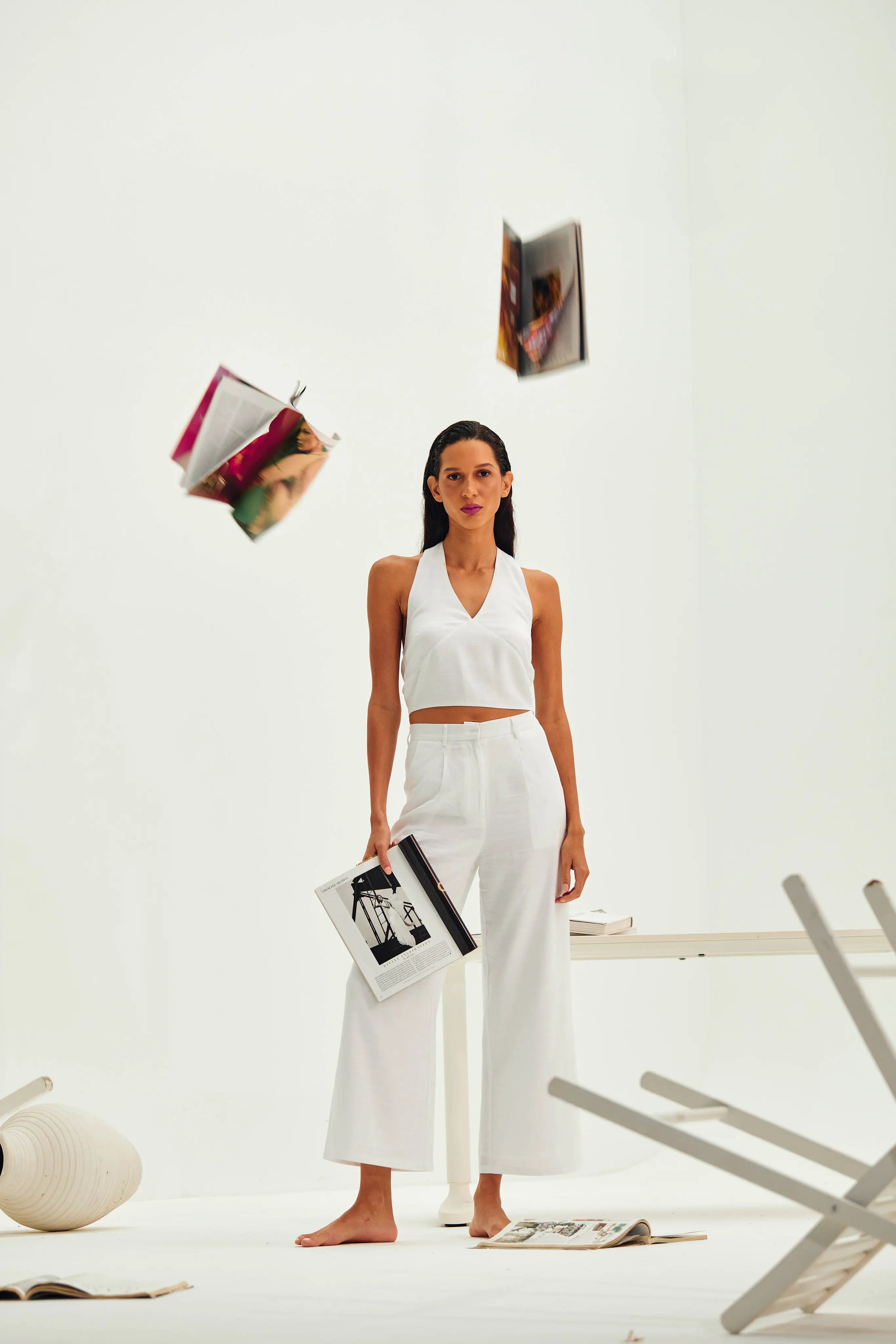 Abigail Plain Linen Pants