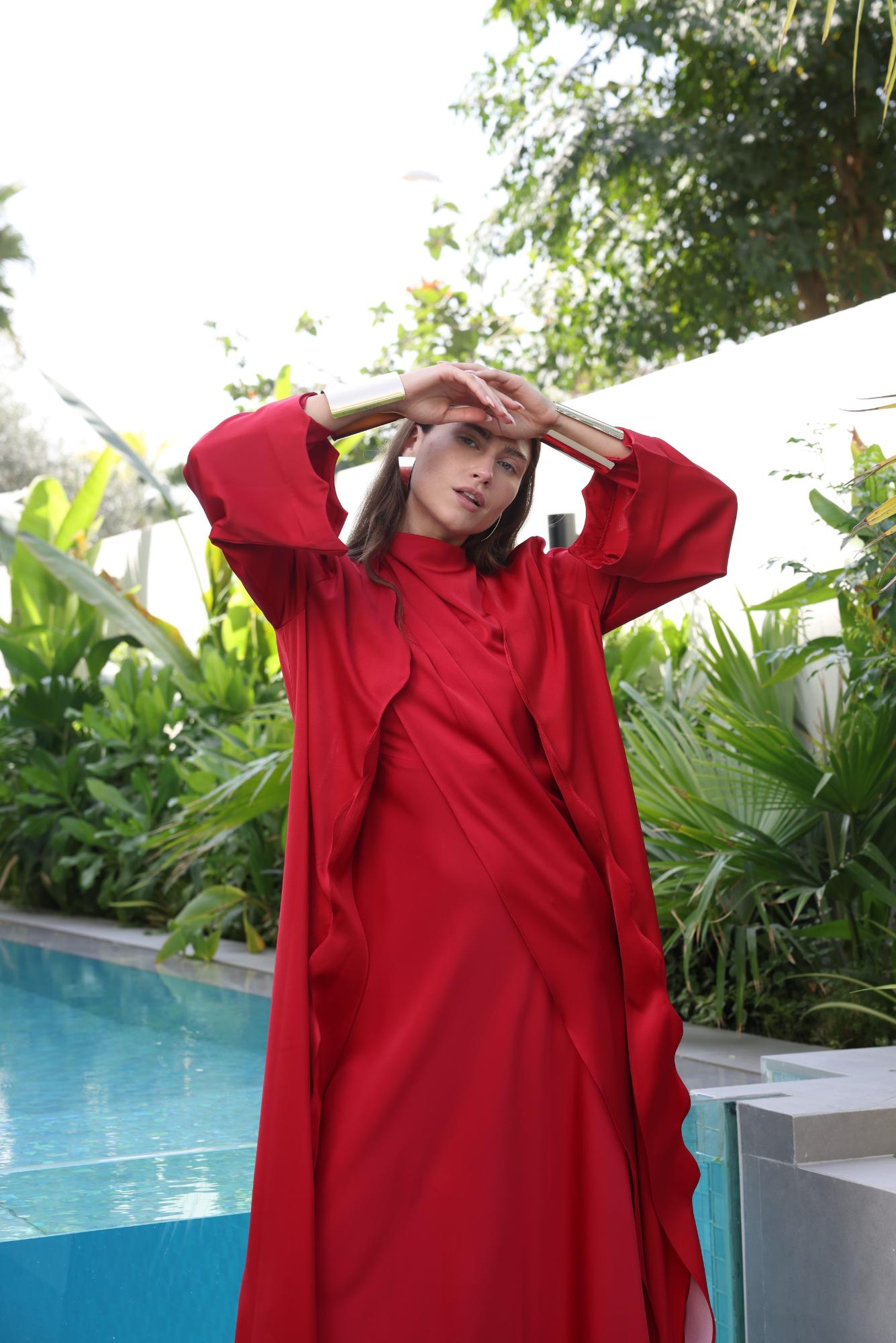 Aria Abaya - Radiant Red