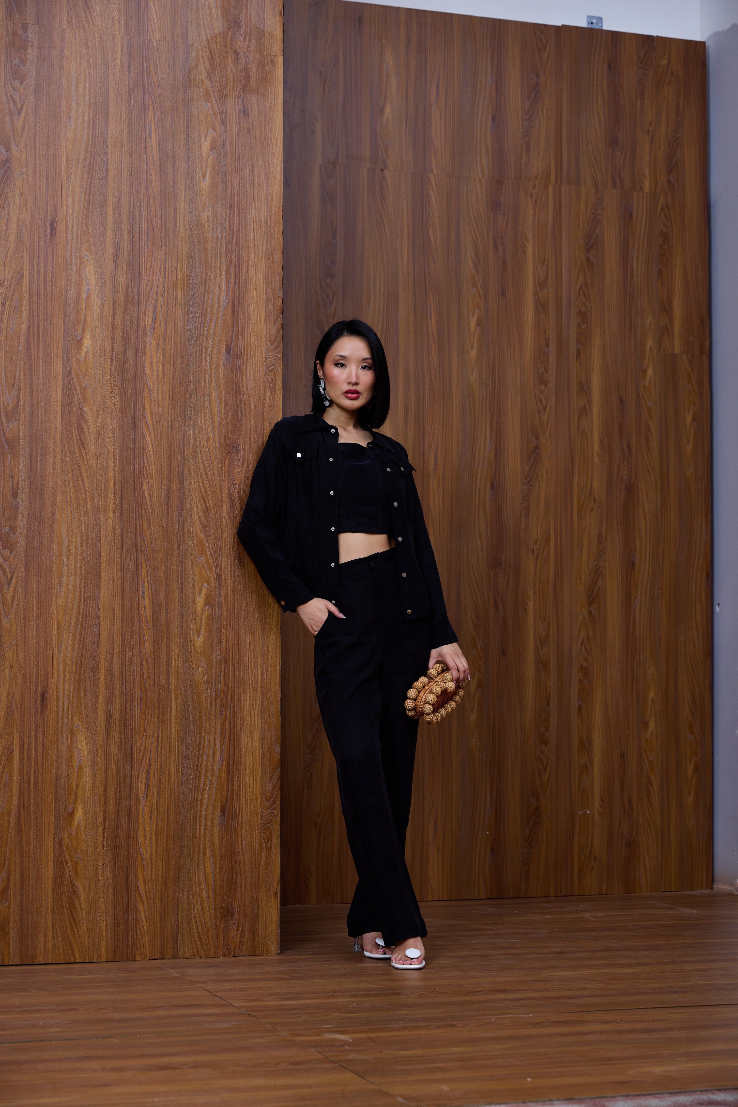 Black Crop Top - Premium Cupro Fabric